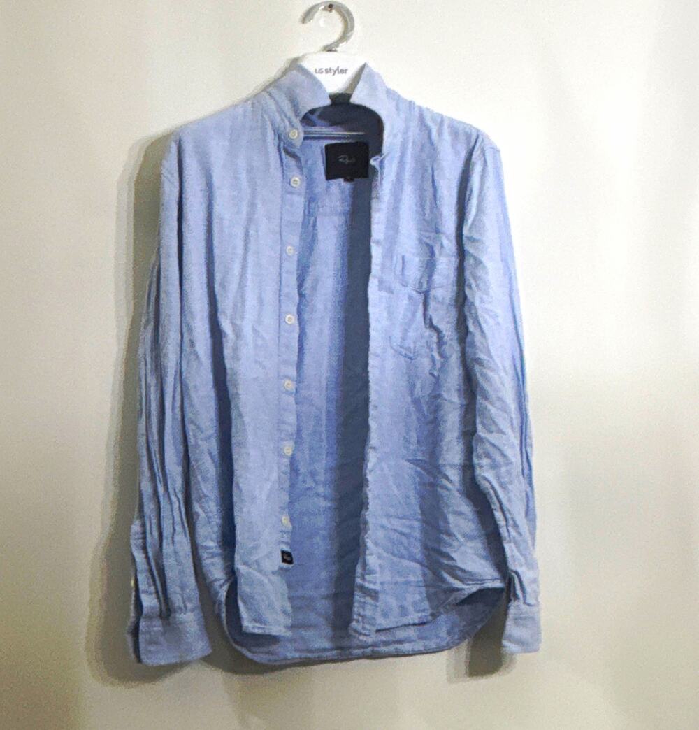 Rails Men's Blue Solid Long Sleeve Point Collar Button-Up Shirt Pockets S